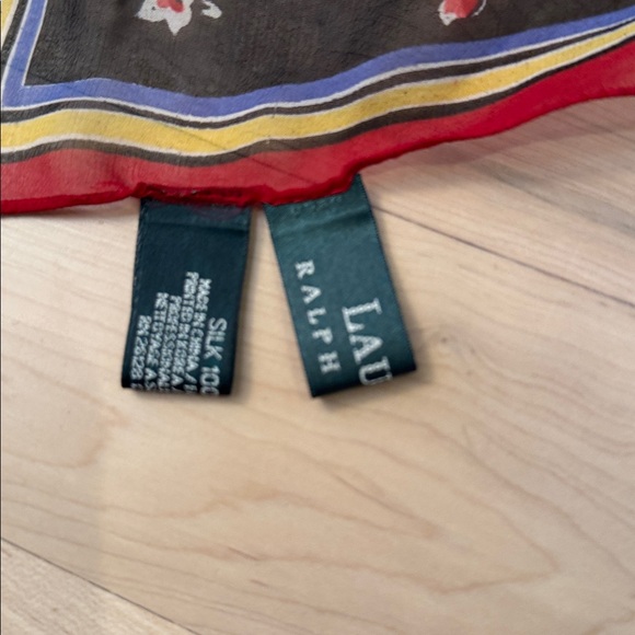 Lauren Ralph Lauren 100% Silk Sheer Floral Scarf-Preppy-Cottagecore - Picture 2 of 7